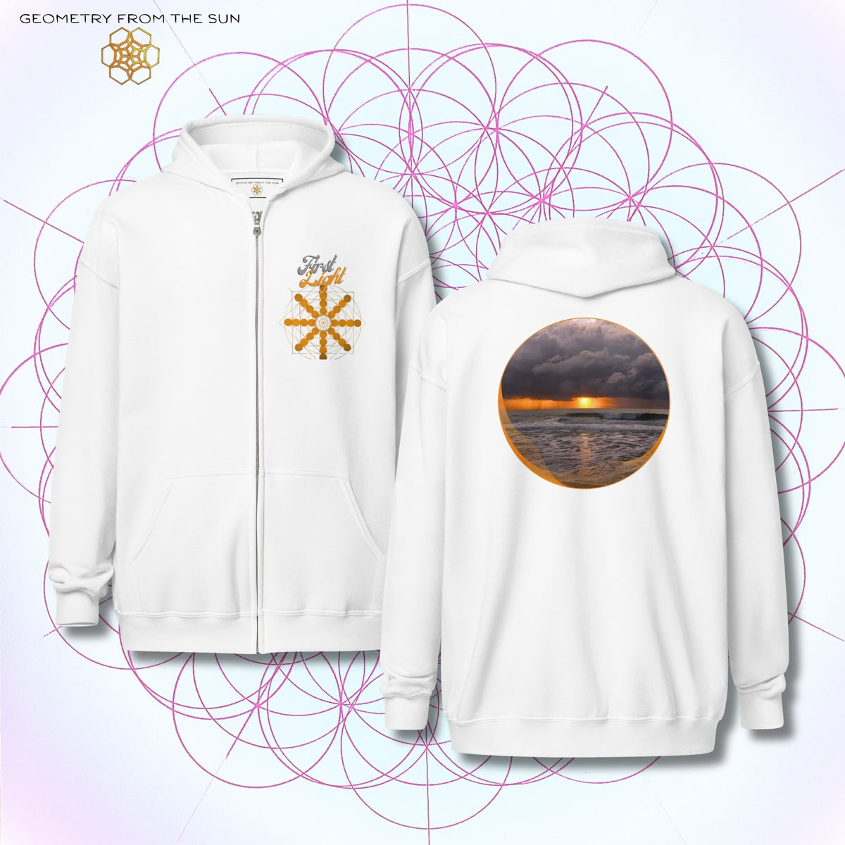 Misty Crest Sunrise Zip Up Hoodie - FIRST LIGHT