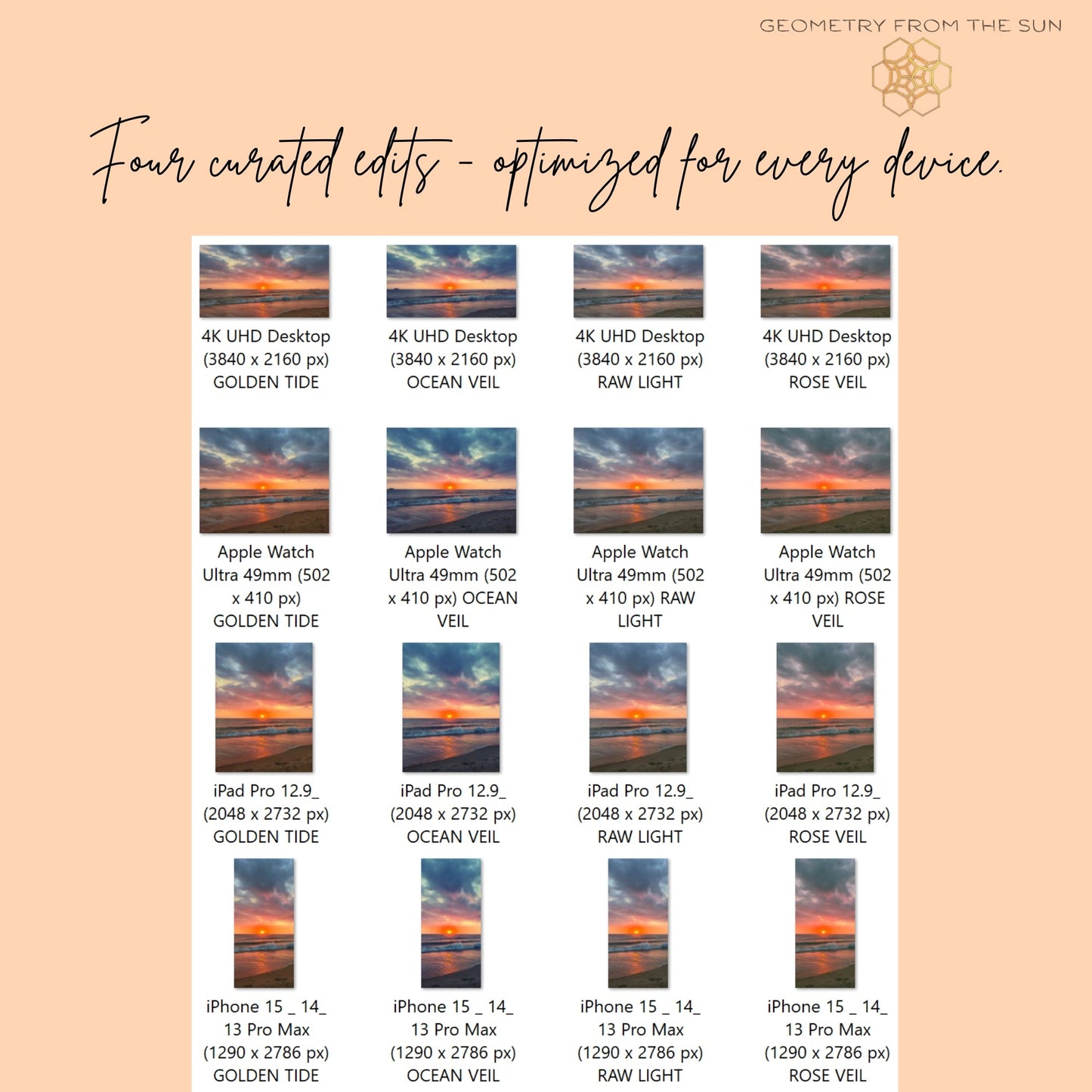 15 Nov 2025 Divine Sunrise Wallpapers – 4 Artistic Moods | iPhone, Samsung, iPad, Desktop (4K, HD) - Geometry From The Sun