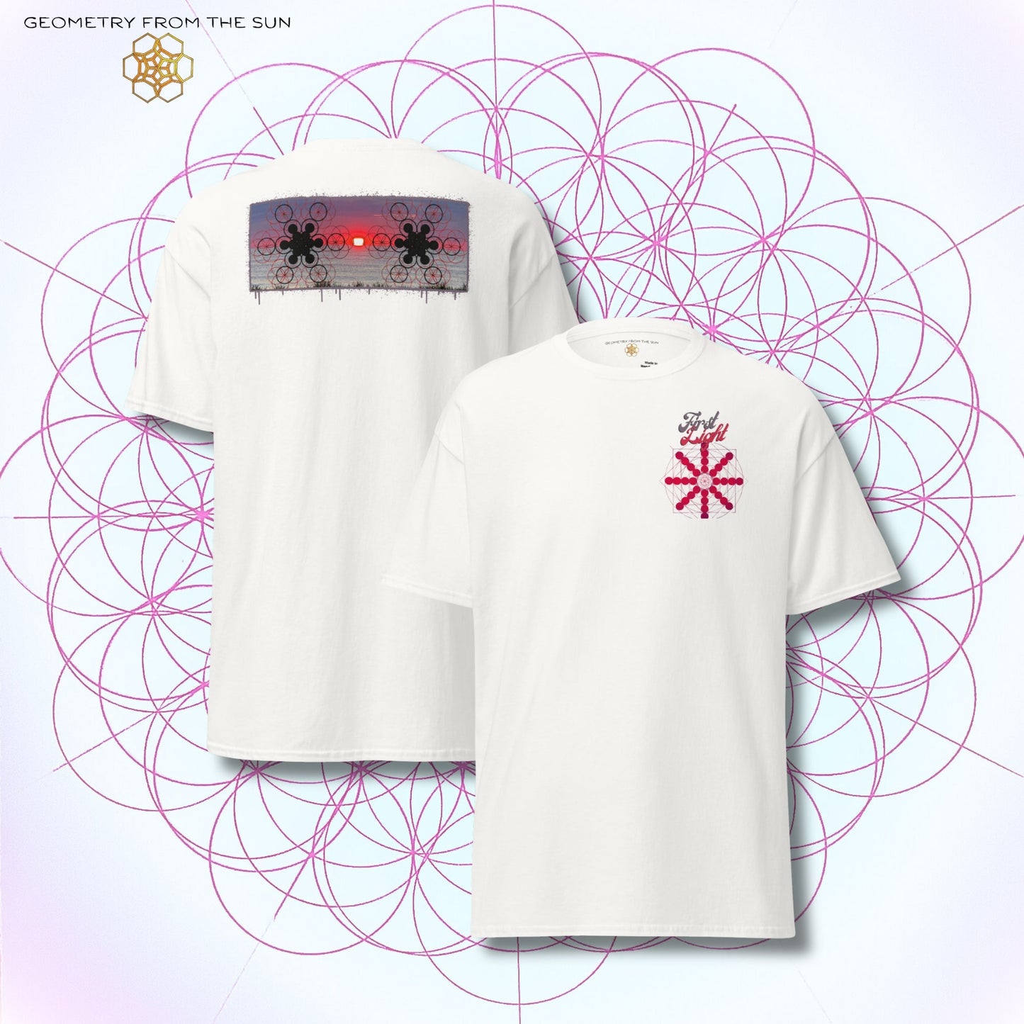 Crimson Horizon Sunrise Shirt - FIRST LIGHT - Geometry From The Sun