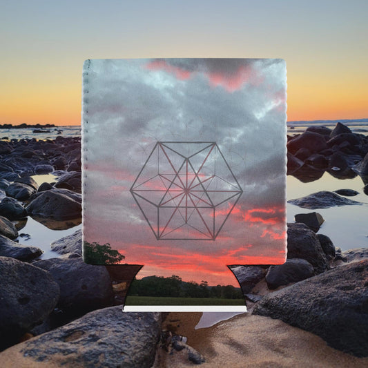 Sacred Geometry Sunset Can Holder Stubby Cooler - Geometry From The Sun