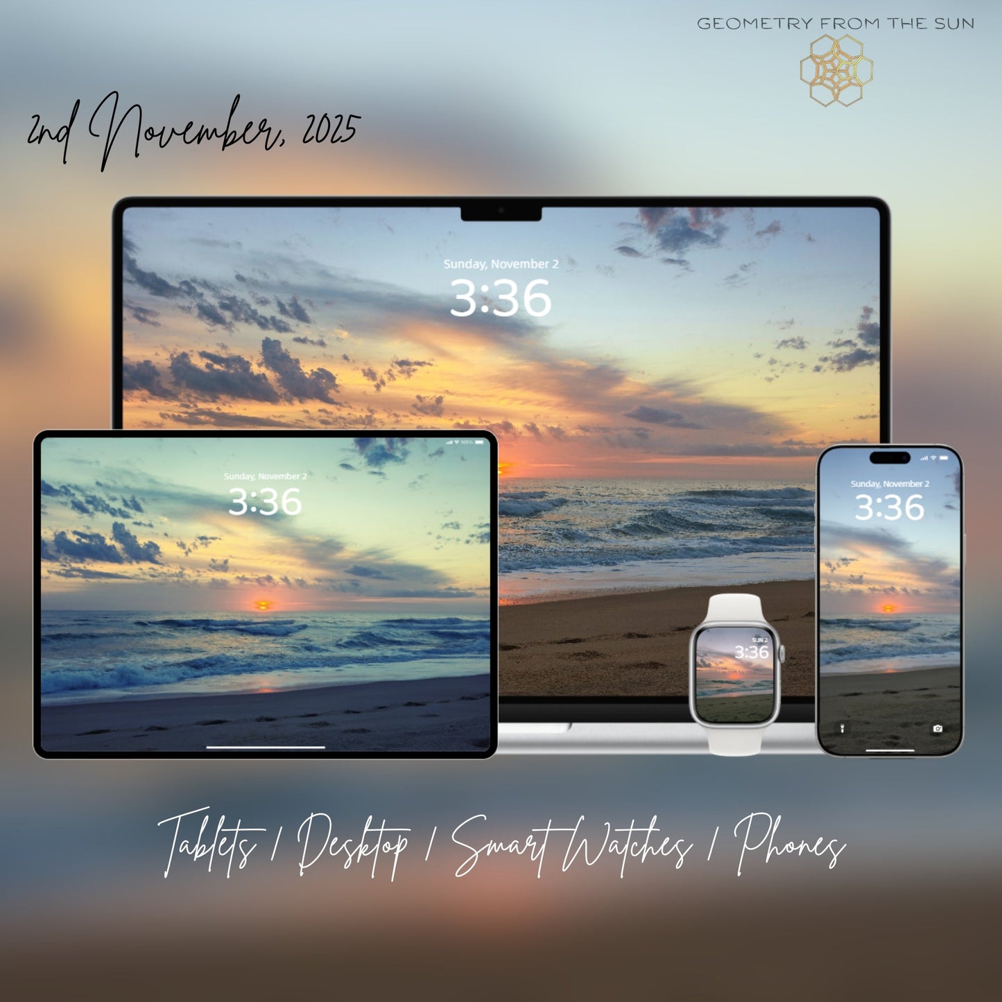 02 Nov 2025 Sunrise Wallpapers – 4 Artistic Moods | iPhone, Samsung, iPad, Desktop (4K, HD) - Geometry From The Sun