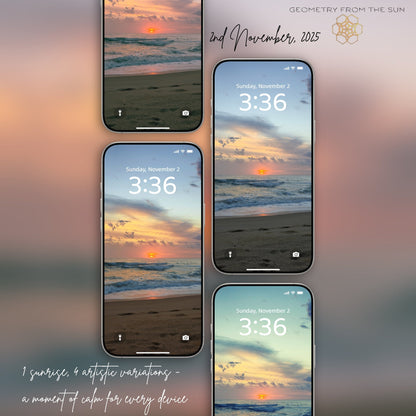 02 Nov 2025 Sunrise Wallpapers – 4 Artistic Moods | iPhone, Samsung, iPad, Desktop (4K, HD) - Geometry From The Sun