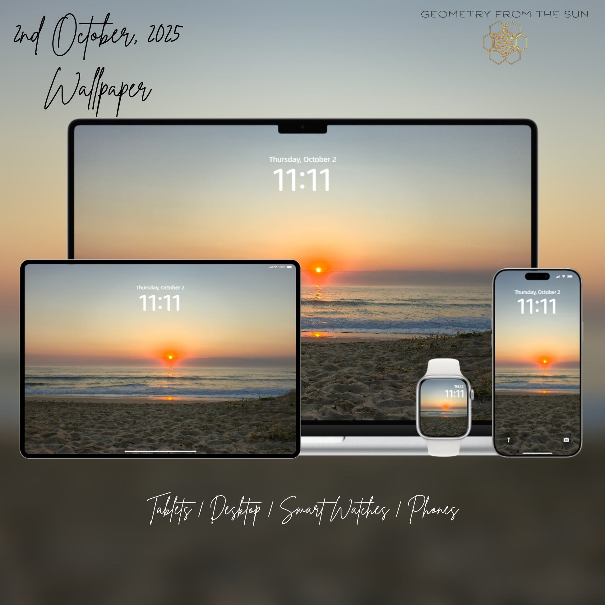 02 Oct 2025 Sunrise Wallpapers – 17 Device Sizes (iPhone, Samsung, Pixel, iPad, Desktop, 4K) - Geometry From The Sun