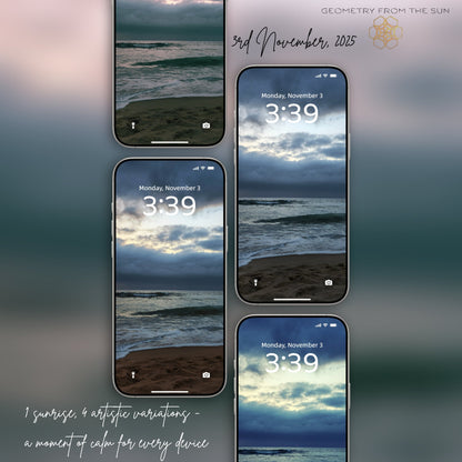 03 Nov 2025 Sunrise Wallpapers – 4 Artistic Moods | iPhone, Samsung, iPad, Desktop (4K, HD) - Geometry From The Sun
