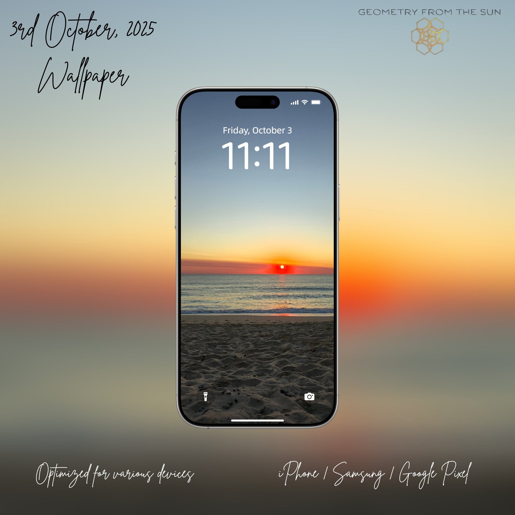 03 Oct 2025 Sunrise Wallpapers – 17 Device Sizes (iPhone, Samsung, Pixel, iPad, Desktop, 4K) - Geometry From The Sun