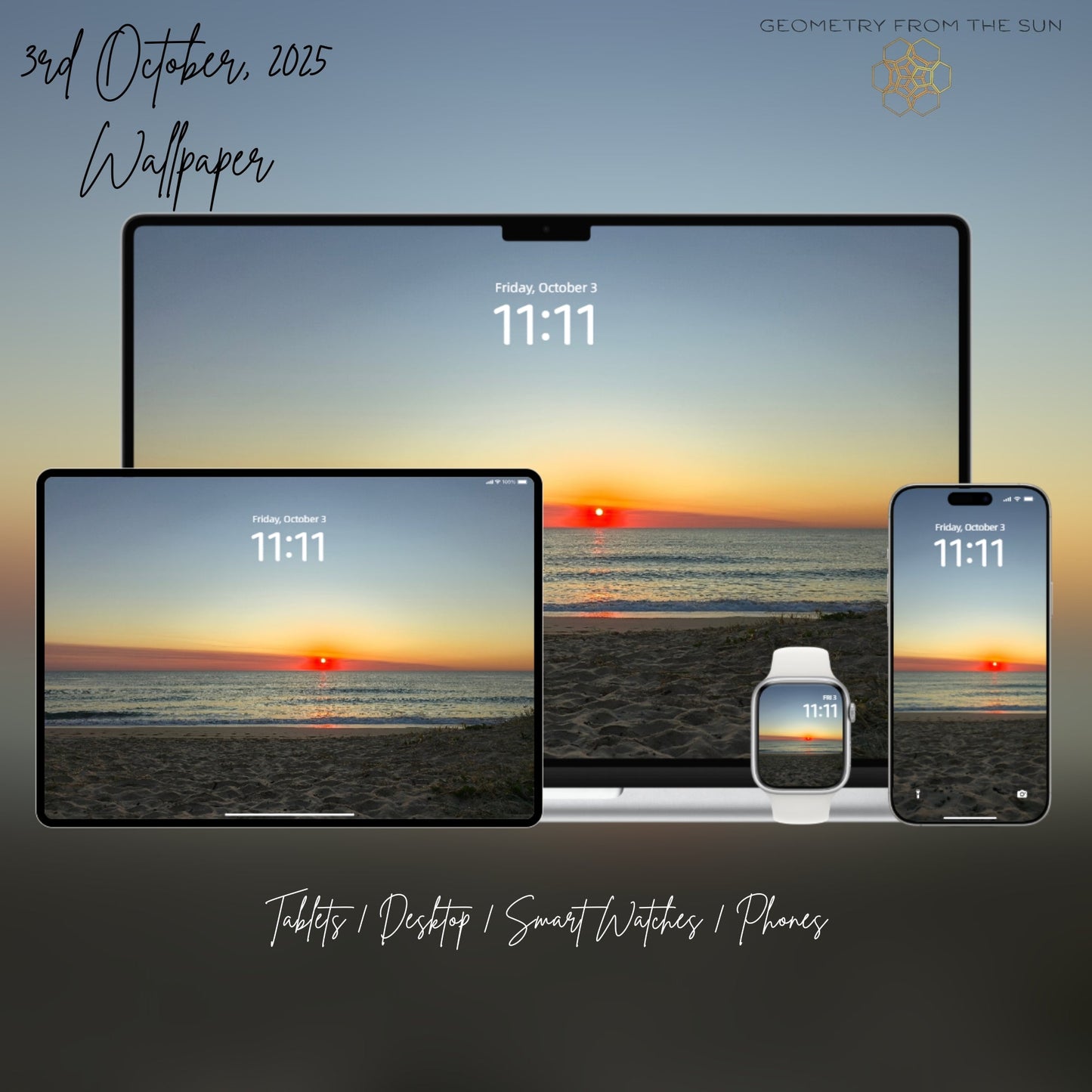03 Oct 2025 Sunrise Wallpapers – 17 Device Sizes (iPhone, Samsung, Pixel, iPad, Desktop, 4K) - Geometry From The Sun