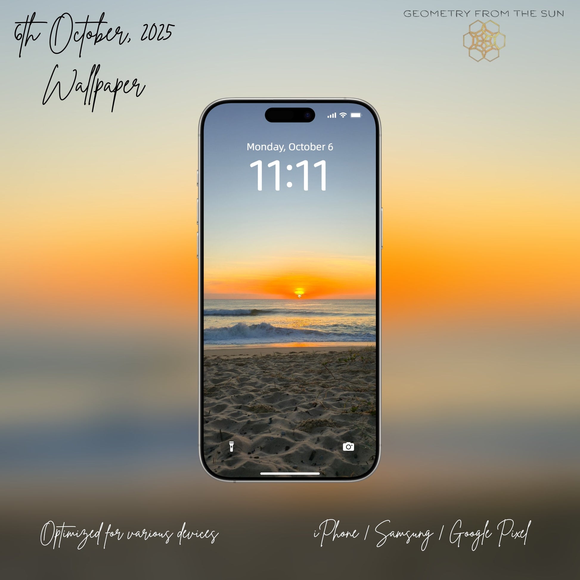 06 Oct 2025 Sunrise Wallpapers – 17 Device Sizes (iPhone, Samsung, Pixel, iPad, Desktop, 4K) - Geometry From The Sun