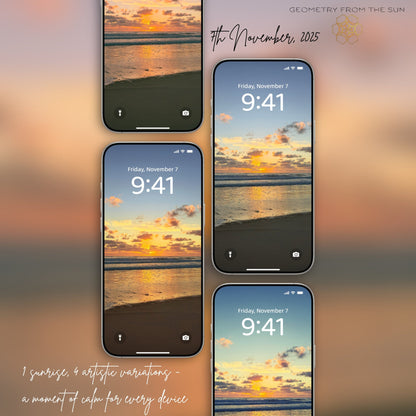 07 Nov 2025 Sunrise Wallpapers – 4 Artistic Moods | iPhone, Samsung, iPad, Desktop (4K, HD) - Geometry From The Sun