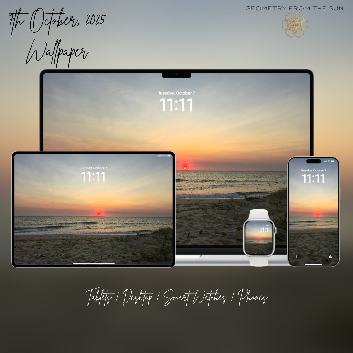 07 Oct 2025 Sunrise Wallpapers – 17 Device Sizes (iPhone, Samsung, Pixel, iPad, Desktop, 4K) - Geometry From The Sun