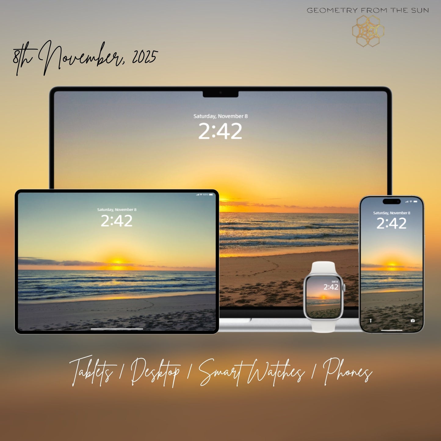 08 Nov 2025 Sunrise Wallpapers – 4 Artistic Moods | iPhone, Samsung, iPad, Desktop (4K, HD) - Geometry From The Sun