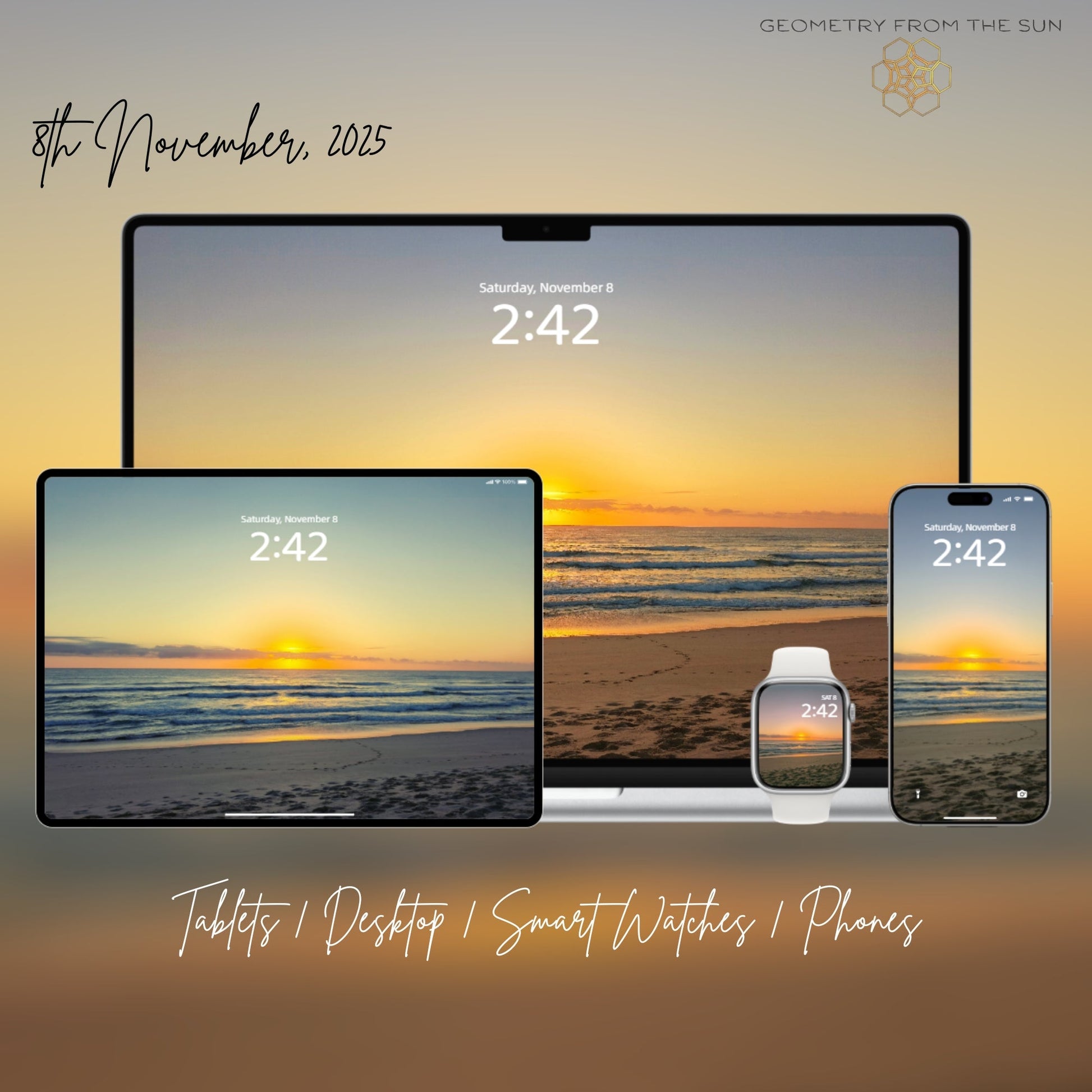 08 Nov 2025 Sunrise Wallpapers – 4 Artistic Moods | iPhone, Samsung, iPad, Desktop (4K, HD) - Geometry From The Sun