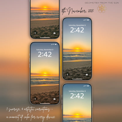 08 Nov 2025 Sunrise Wallpapers – 4 Artistic Moods | iPhone, Samsung, iPad, Desktop (4K, HD) - Geometry From The Sun