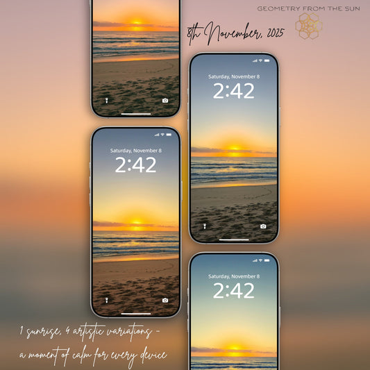 08 Nov 2025 Sunrise Wallpapers – 4 Artistic Moods | iPhone, Samsung, iPad, Desktop (4K, HD) - Geometry From The Sun