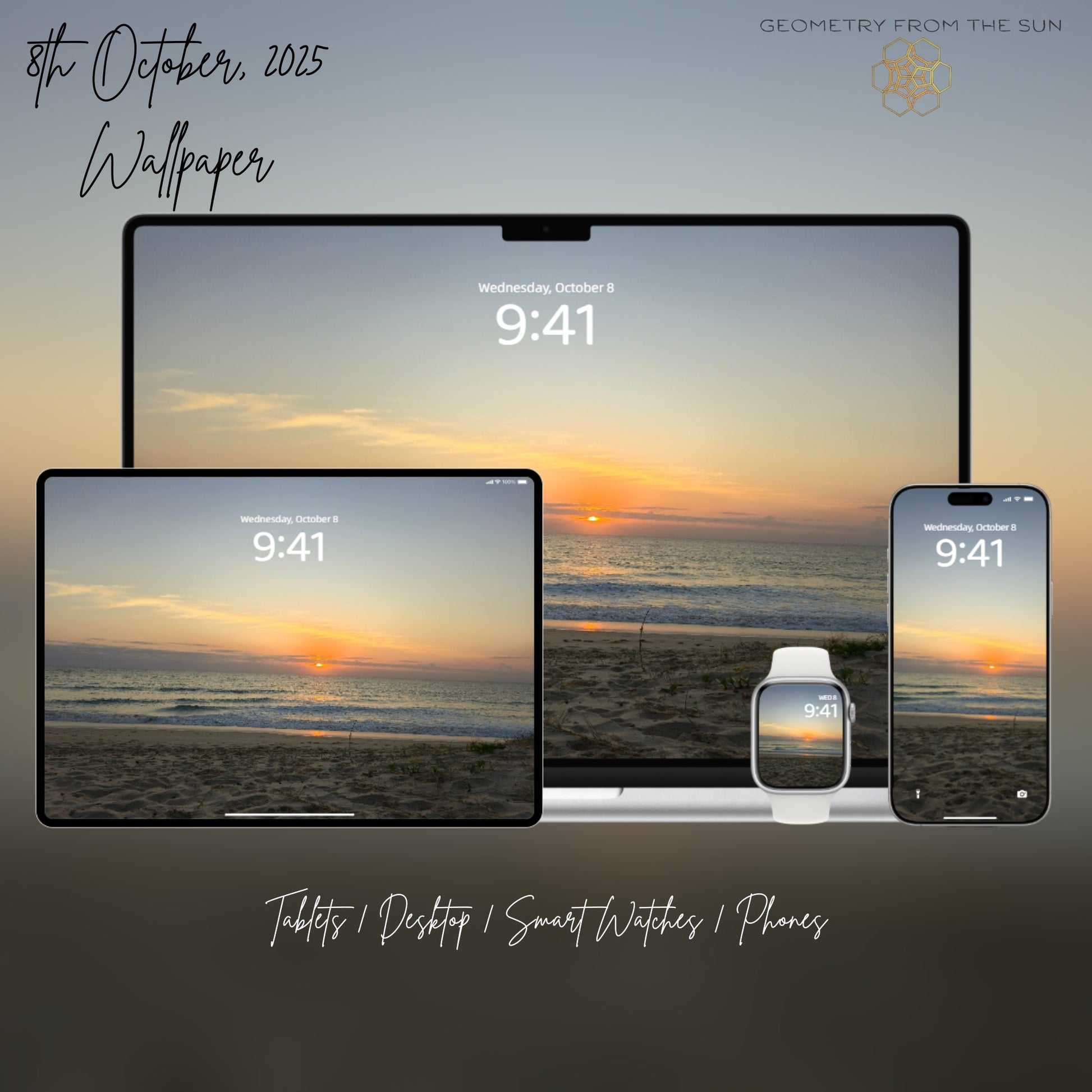 08 Oct 2025 Sunrise Wallpapers – 17 Device Sizes (iPhone, Samsung, Pixel, iPad, Desktop, 4K) - Geometry From The Sun