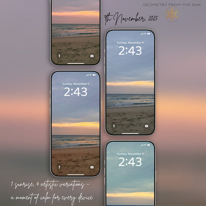 09 Nov 2025 Sunrise Wallpapers – 4 Artistic Moods | iPhone, Samsung, iPad, Desktop (4K, HD) - Geometry From The Sun
