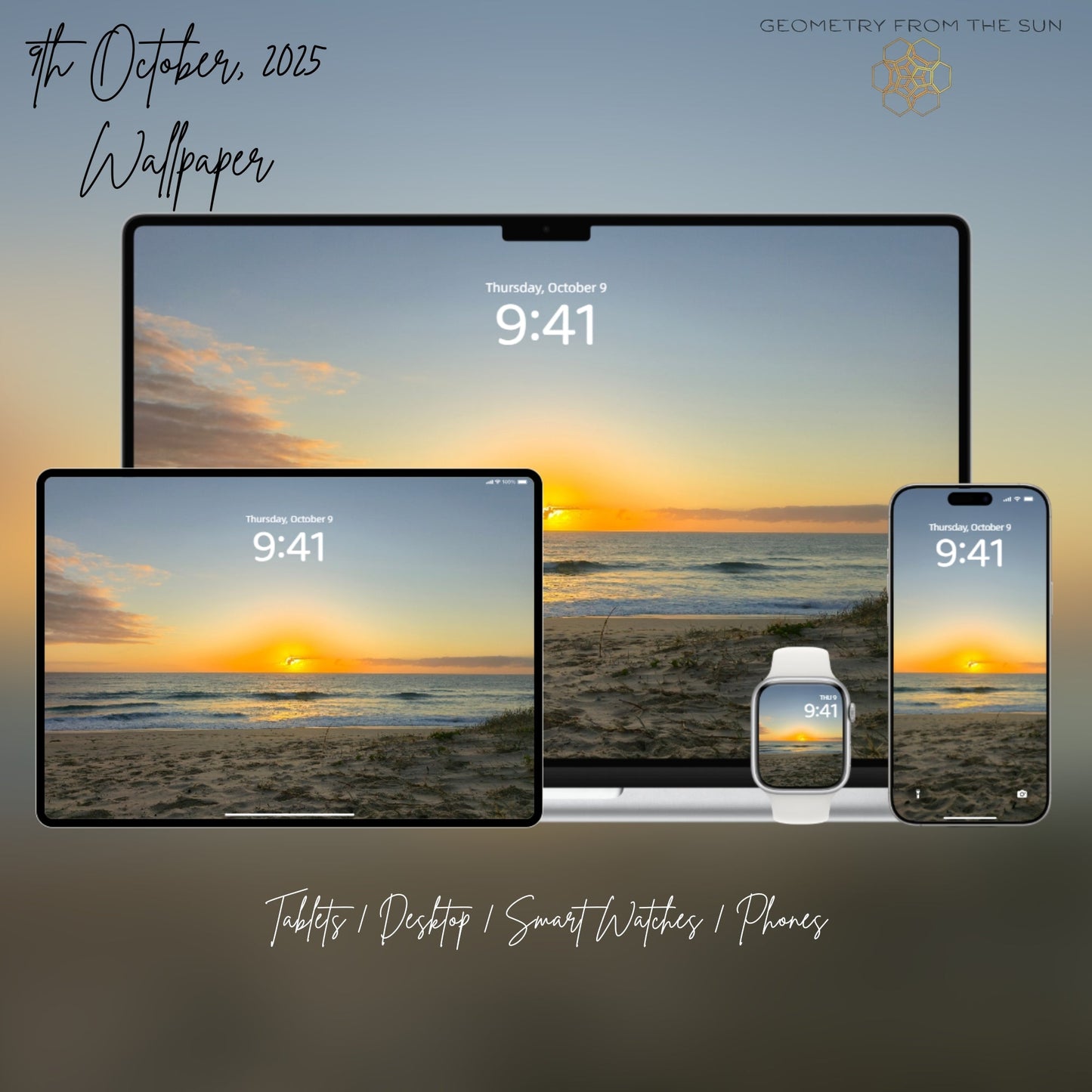09 Oct 2025 Sunrise Wallpapers – 17 Device Sizes (iPhone, Samsung, Pixel, iPad, Desktop, 4K) - Geometry From The Sun