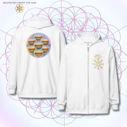 Bubble Egg Of Life Sunrise Zip Up Hoodie - FIRST LIGHT