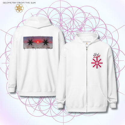 Crimson Horizon Sunrise Zip Up Hoodie - FIRST LIGHT