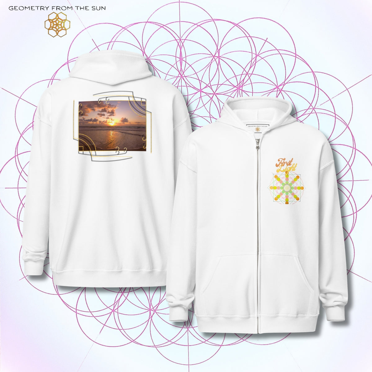 Golden Haze Sunrise Zip Up Hoodie - FIRST LIGHT