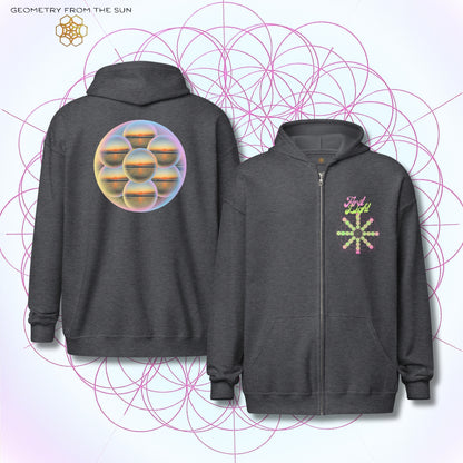 Bubble Egg Of Life Sunrise Zip Up Hoodie - FIRST LIGHT