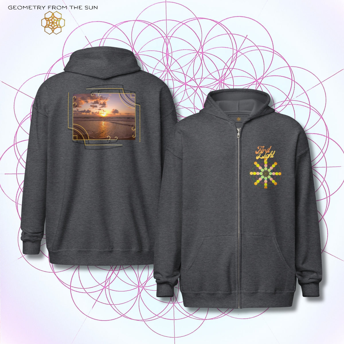 Golden Haze Sunrise Zip Up Hoodie - FIRST LIGHT