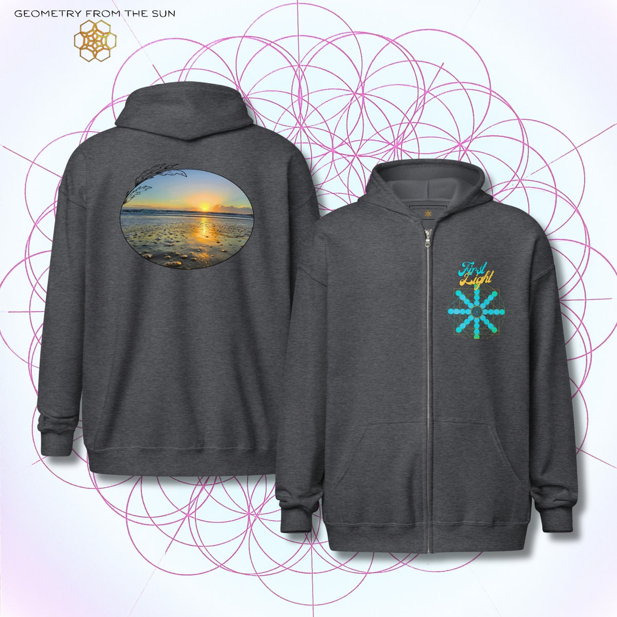 Quiet Rays Sunrise Zip Up Hoodie - FIRST LIGHT