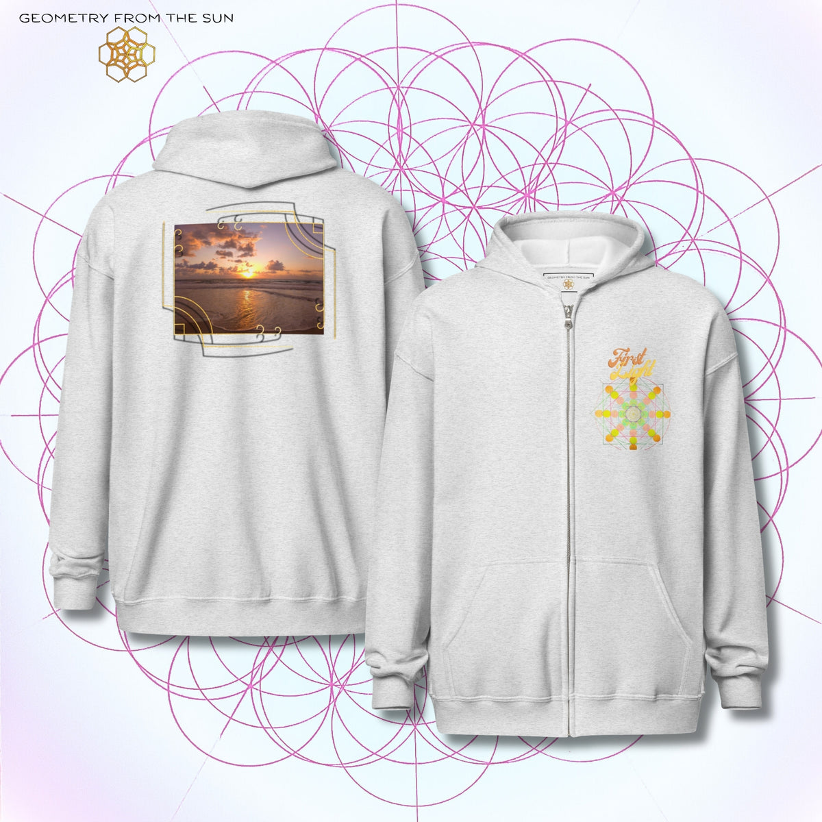 Golden Haze Sunrise Zip Up Hoodie - FIRST LIGHT