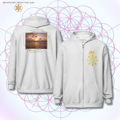 Golden Haze Sunrise Zip Up Hoodie - FIRST LIGHT