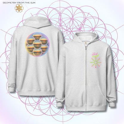 Bubble Egg Of Life Sunrise Zip Up Hoodie - FIRST LIGHT