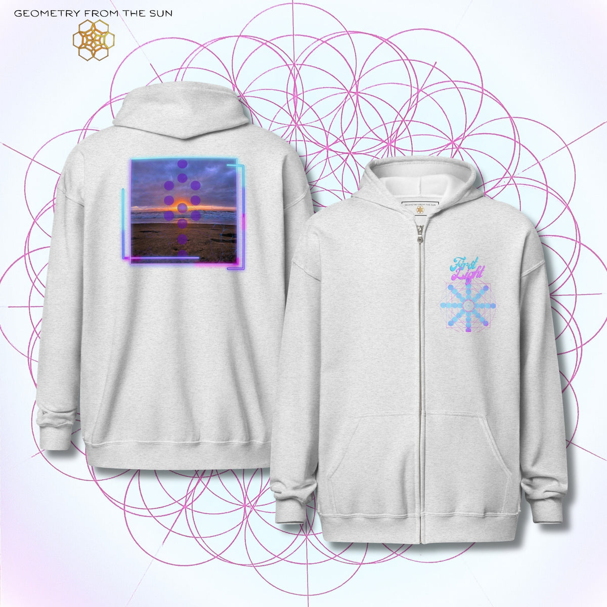 Blush Horizon Sunrise Zip Up Hoodie - FIRST LIGHT