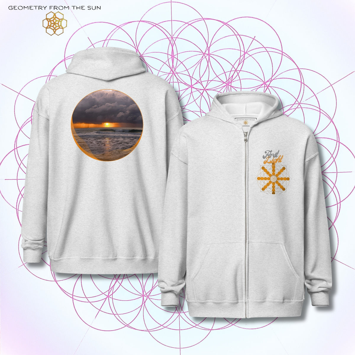 Misty Crest Sunrise Zip Up Hoodie - FIRST LIGHT