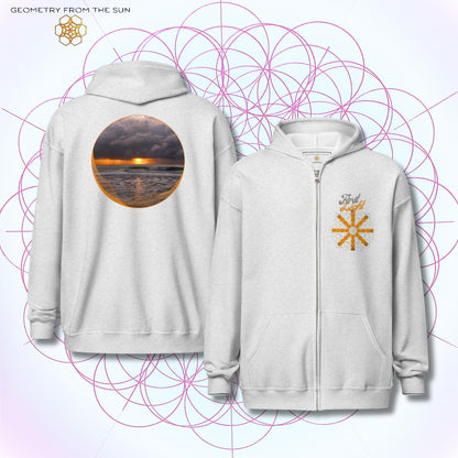 Misty Crest Sunrise Zip Up Hoodie - FIRST LIGHT