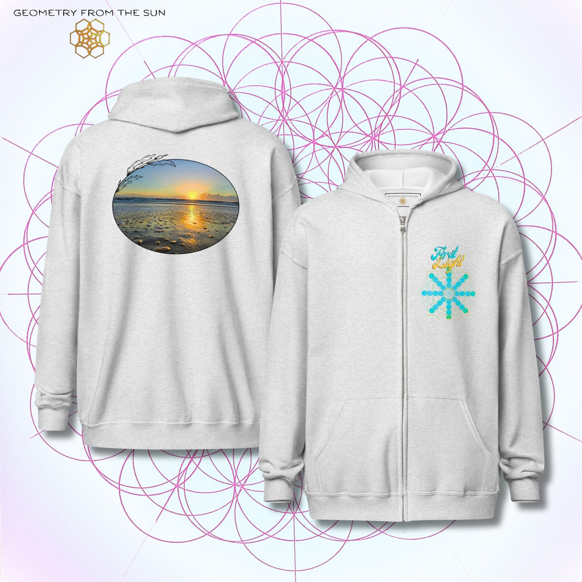 Quiet Rays Sunrise Zip Up Hoodie - FIRST LIGHT