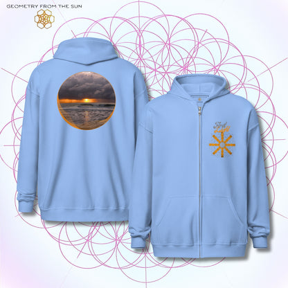 Misty Crest Sunrise Zip Up Hoodie - FIRST LIGHT