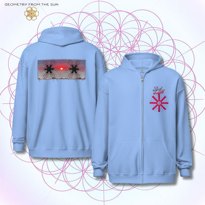 Crimson Horizon Sunrise Zip Up Hoodie - FIRST LIGHT