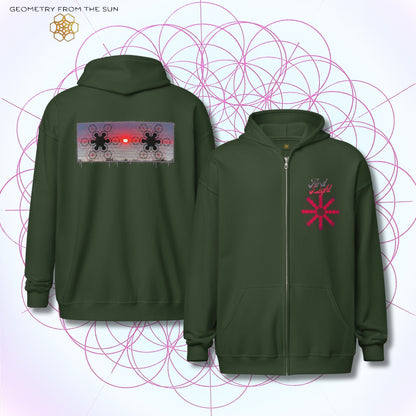 Crimson Horizon Sunrise Zip Up Hoodie - FIRST LIGHT