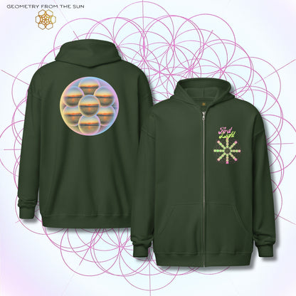 Bubble Egg Of Life Sunrise Zip Up Hoodie - FIRST LIGHT