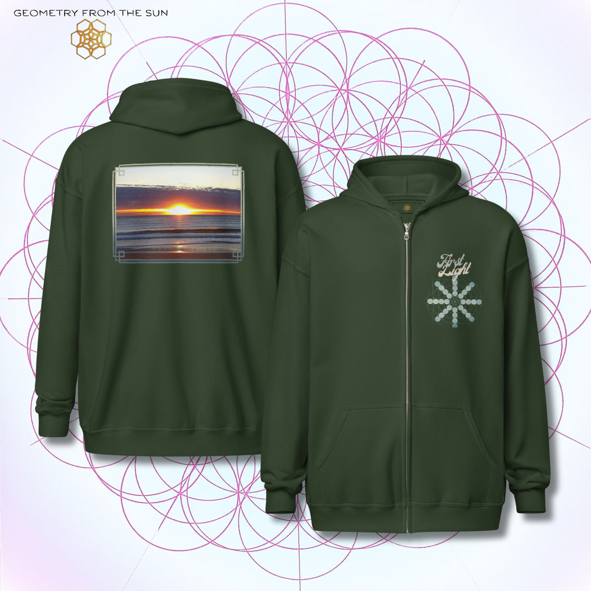 Horizon Blaze Sunrise Zip Up Hoodie - FIRST LIGHT