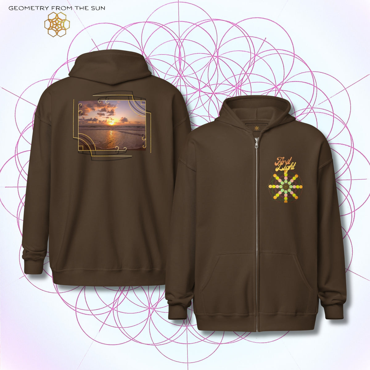 Golden Haze Sunrise Zip Up Hoodie - FIRST LIGHT