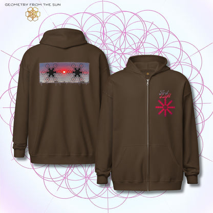 Crimson Horizon Sunrise Zip Up Hoodie - FIRST LIGHT