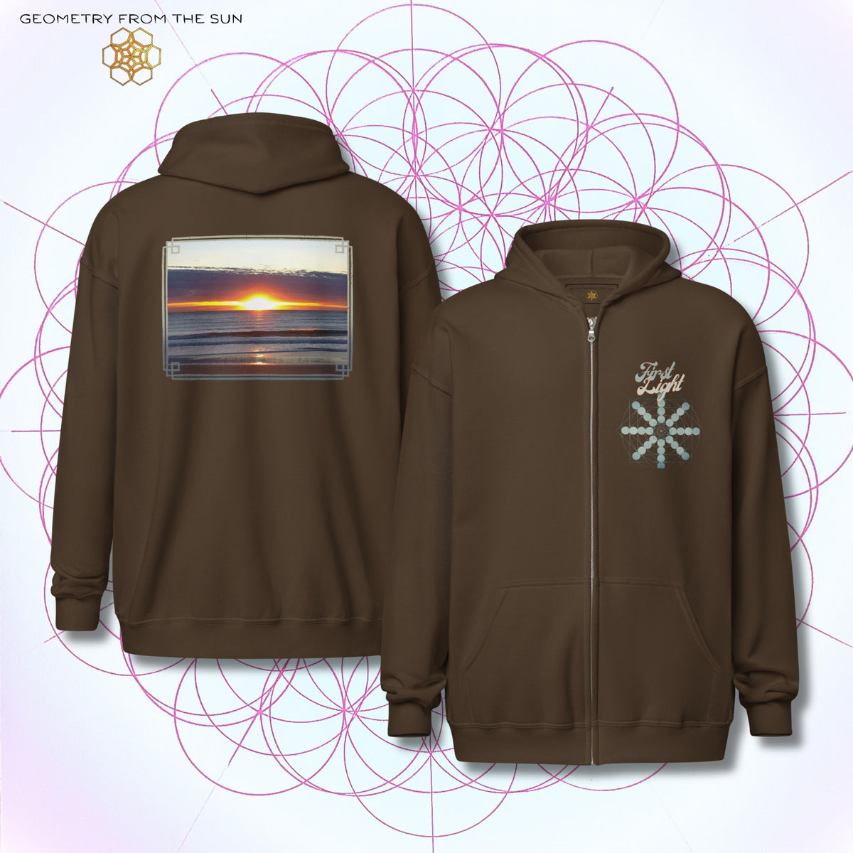 Horizon Blaze Sunrise Zip Up Hoodie - FIRST LIGHT