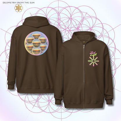 Bubble Egg Of Life Sunrise Zip Up Hoodie - FIRST LIGHT