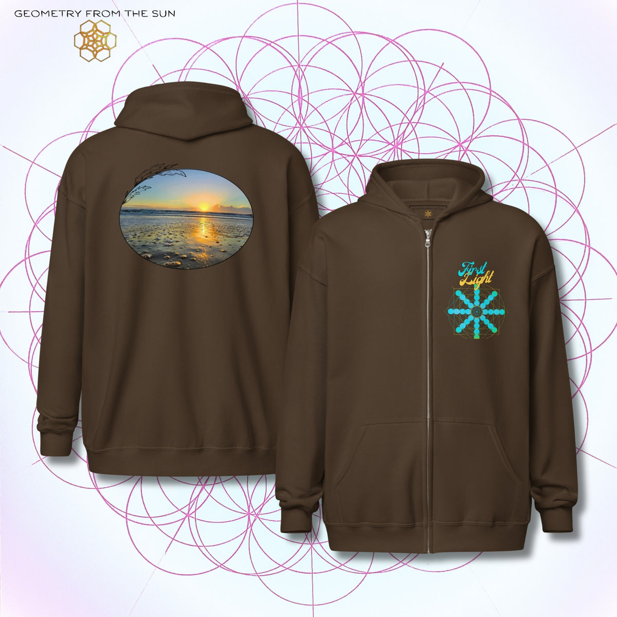 Quiet Rays Sunrise Zip Up Hoodie - FIRST LIGHT