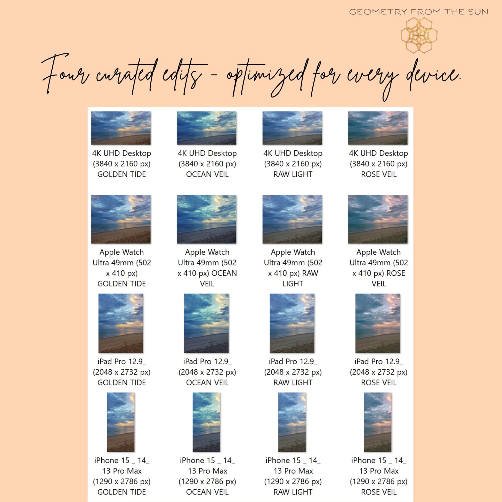 10 Nov 2025 Sunrise Wallpapers – 4 Artistic Moods | iPhone, Samsung, iPad, Desktop (4K, HD) - Geometry From The Sun