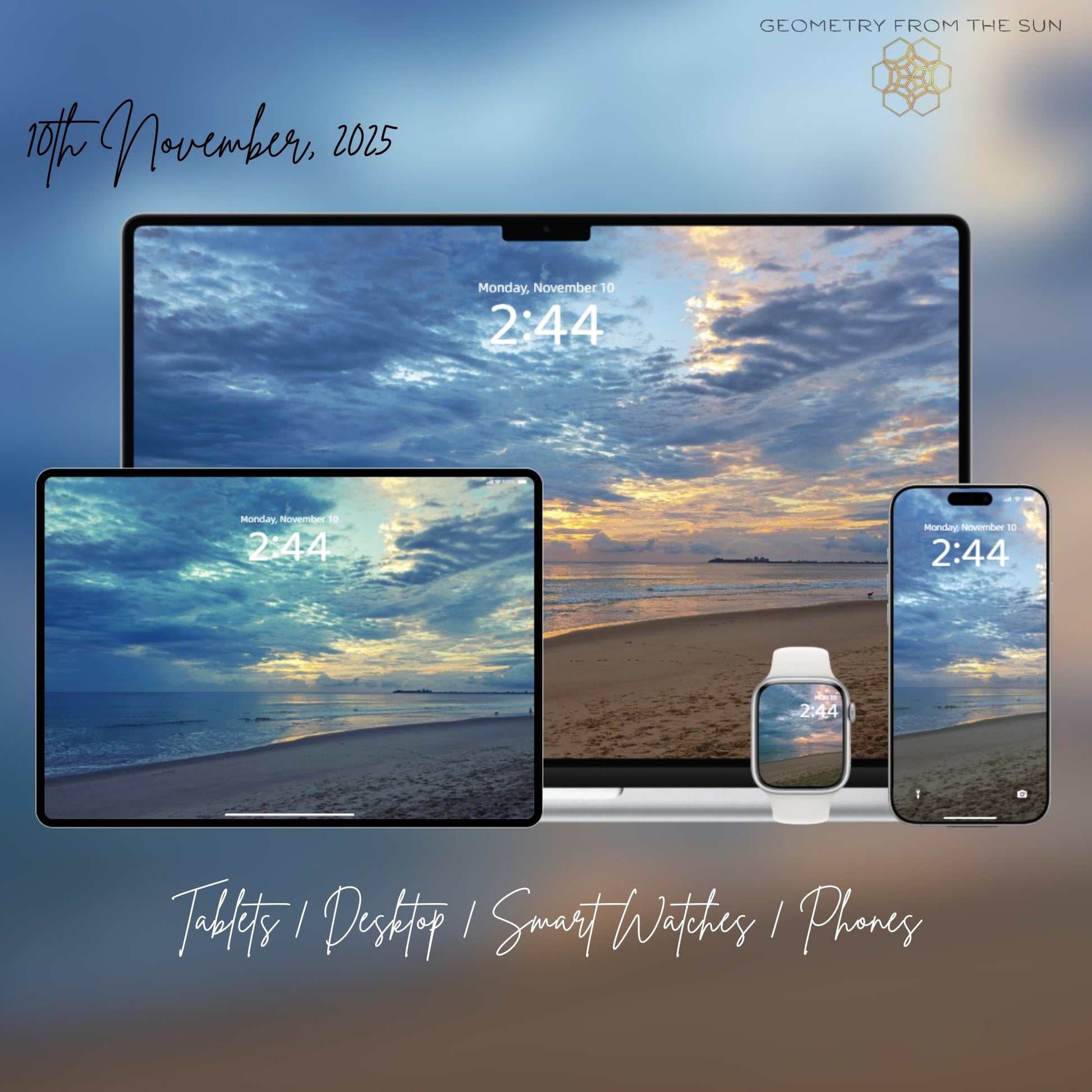 10 Nov 2025 Sunrise Wallpapers – 4 Artistic Moods | iPhone, Samsung, iPad, Desktop (4K, HD) - Geometry From The Sun