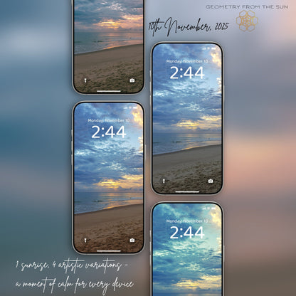 10 Nov 2025 Sunrise Wallpapers – 4 Artistic Moods | iPhone, Samsung, iPad, Desktop (4K, HD) - Geometry From The Sun