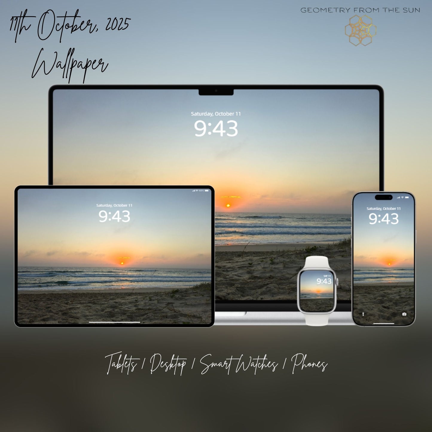 11 Oct 2025 Sunrise Wallpapers – 17 Device Sizes (iPhone, Samsung, Pixel, iPad, Desktop, 4K) - Geometry From The Sun