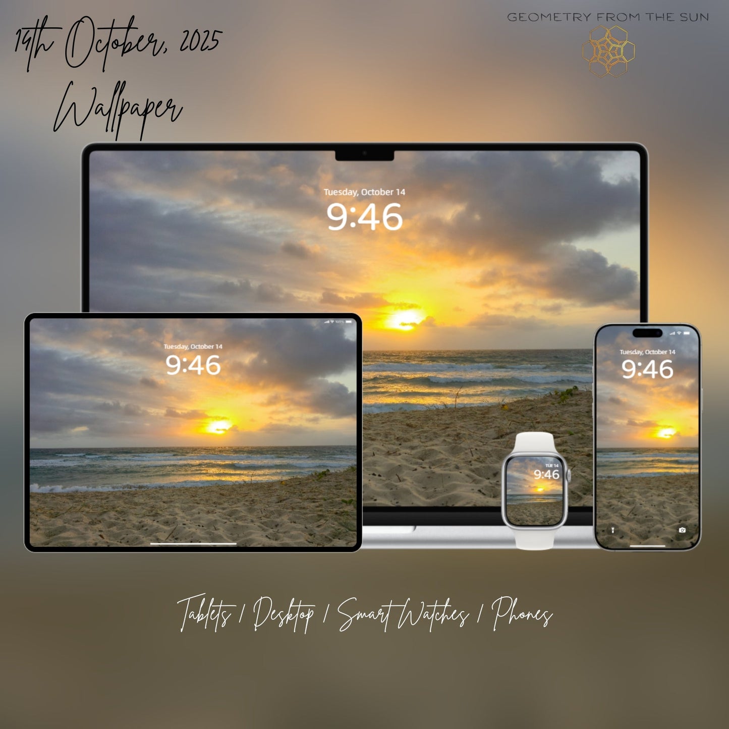 14 Oct 2025 Sunrise Wallpapers – 17 Device Sizes (iPhone, Samsung, Pixel, iPad, Desktop, 4K) - Geometry From The Sun