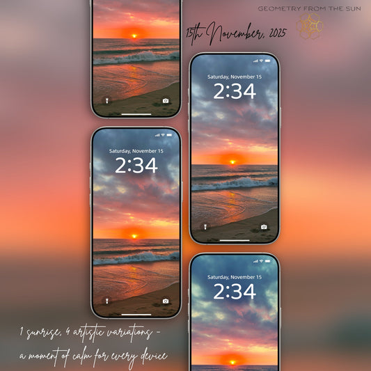 15 Nov 2025 Divine Sunrise Wallpapers – 4 Artistic Moods | iPhone, Samsung, iPad, Desktop (4K, HD) - Geometry From The Sun
