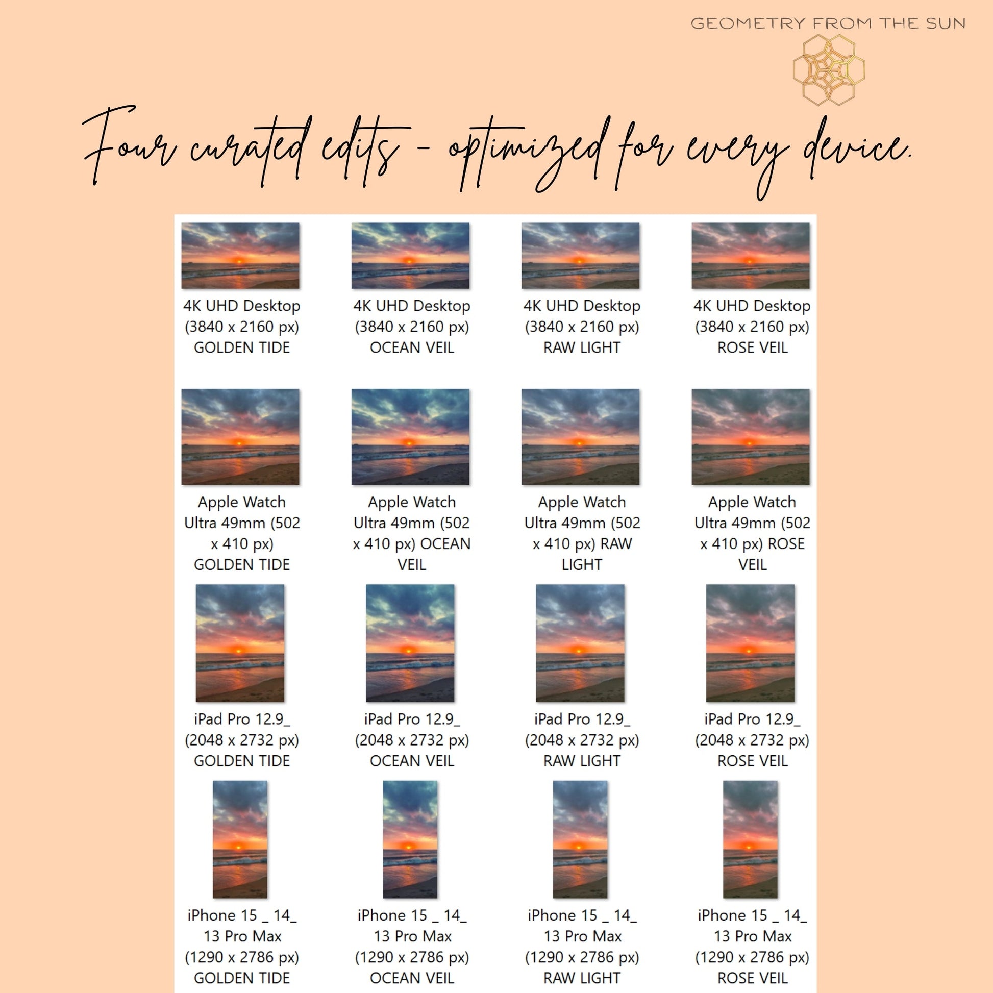 15 Nov 2025 Divine Sunrise Wallpapers – 4 Artistic Moods | iPhone, Samsung, iPad, Desktop (4K, HD) - Geometry From The Sun